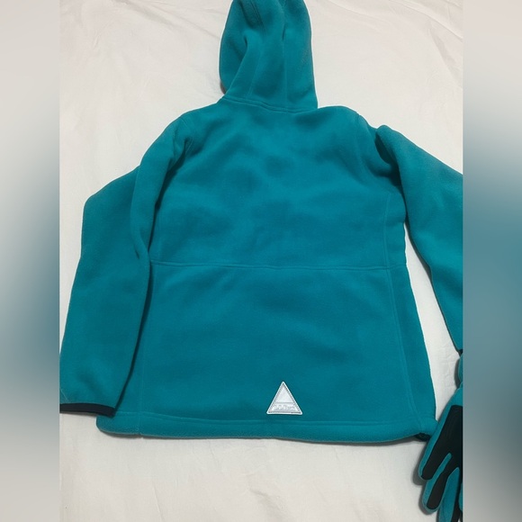 L.L. Bean Jacket Girls M -10-12 Blue Mountain Classic Fleece Hooded Full Zip - Picture 10 of 14